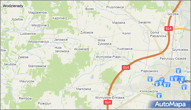 mapa Wymysłów-Piaski, Wymysłów-Piaski na mapie Targeo