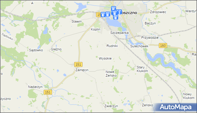 mapa Wysokie gmina Choszczno, Wysokie gmina Choszczno na mapie Targeo