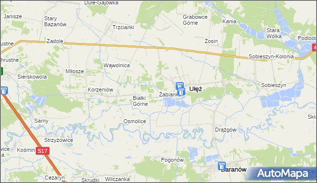mapa Żabianka gmina Ułęż, Żabianka gmina Ułęż na mapie Targeo