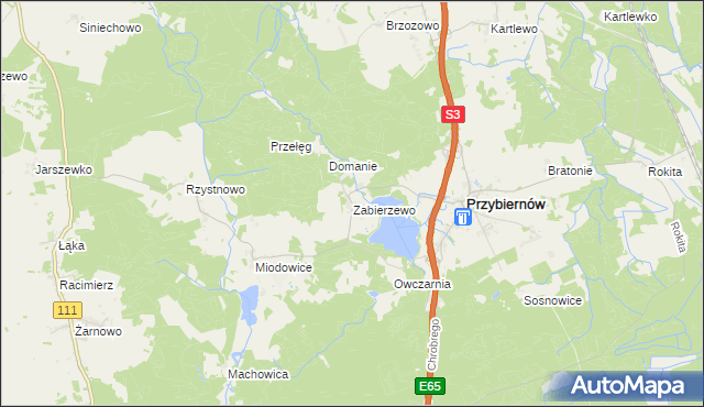 mapa Zabierzewo, Zabierzewo na mapie Targeo