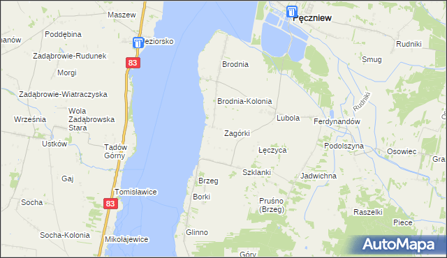 mapa Zagórki gmina Pęczniew, Zagórki gmina Pęczniew na mapie Targeo