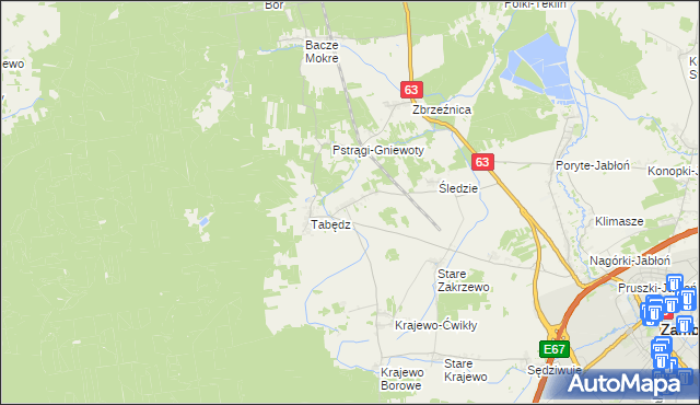 mapa Zagroby-Zakrzewo, Zagroby-Zakrzewo na mapie Targeo