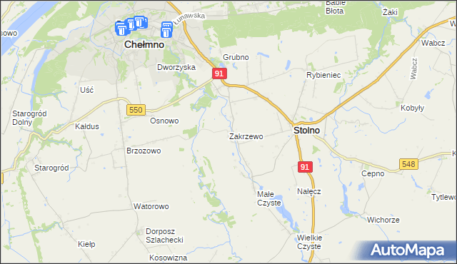 mapa Zakrzewo gmina Stolno, Zakrzewo gmina Stolno na mapie Targeo