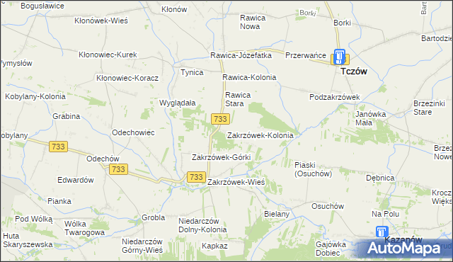 mapa Zakrzówek-Kolonia, Zakrzówek-Kolonia na mapie Targeo