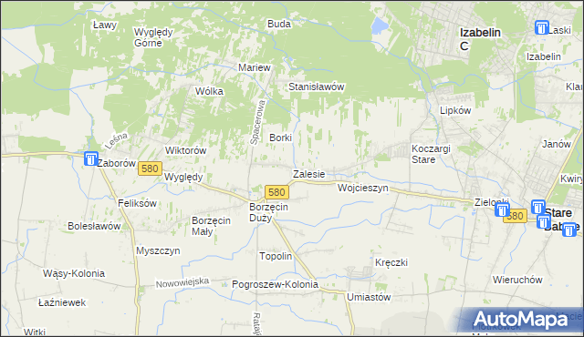 mapa Zalesie gmina Stare Babice, Zalesie gmina Stare Babice na mapie Targeo