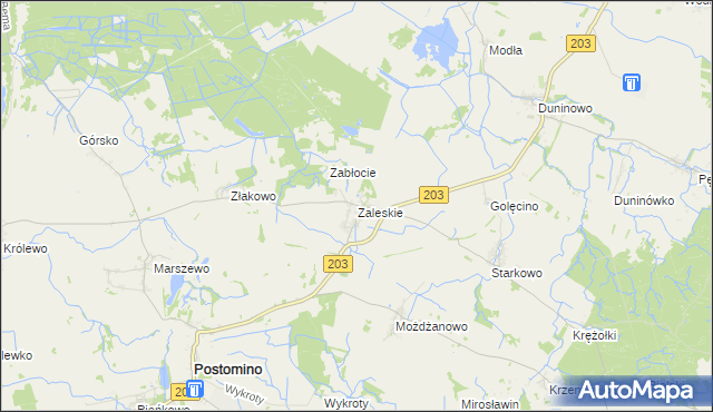 mapa Zaleskie gmina Ustka, Zaleskie gmina Ustka na mapie Targeo