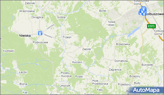 mapa Zapole gmina Niwiska, Zapole gmina Niwiska na mapie Targeo