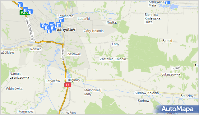 mapa Zastawie-Kolonia, Zastawie-Kolonia na mapie Targeo