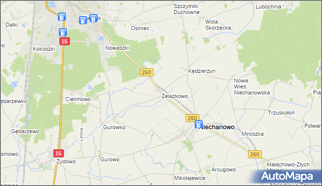 mapa Żelazkowo gmina Niechanowo, Żelazkowo gmina Niechanowo na mapie Targeo