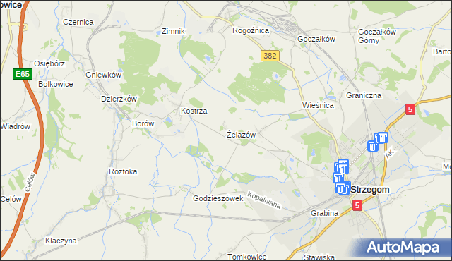 mapa Żelazów gmina Strzegom, Żelazów gmina Strzegom na mapie Targeo