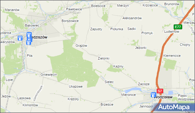 mapa Zielonki gmina Sędziszów, Zielonki gmina Sędziszów na mapie Targeo