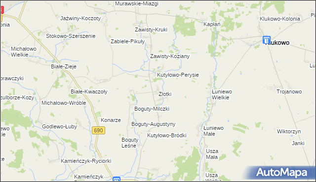 mapa Złotki gmina Boguty-Pianki, Złotki gmina Boguty-Pianki na mapie Targeo