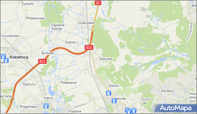 mapa Złotkowo, Złotkowo na mapie Targeo