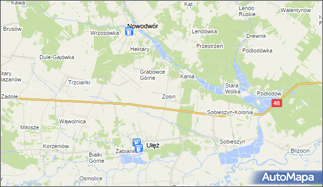 mapa Zosin gmina Ułęż, Zosin gmina Ułęż na mapie Targeo