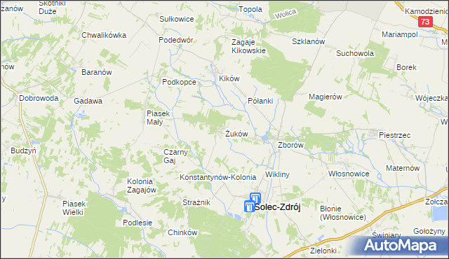 mapa Żuków gmina Solec-Zdrój, Żuków gmina Solec-Zdrój na mapie Targeo