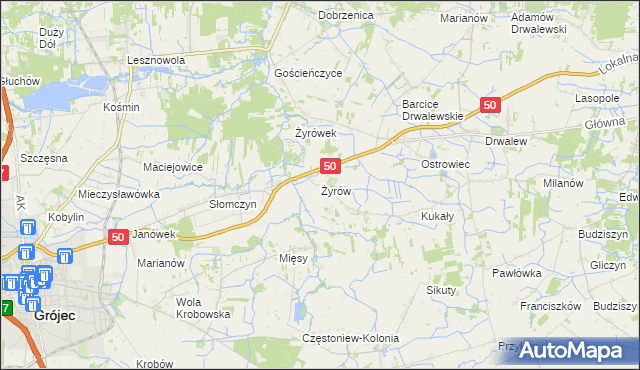 mapa Żyrów, Żyrów na mapie Targeo
