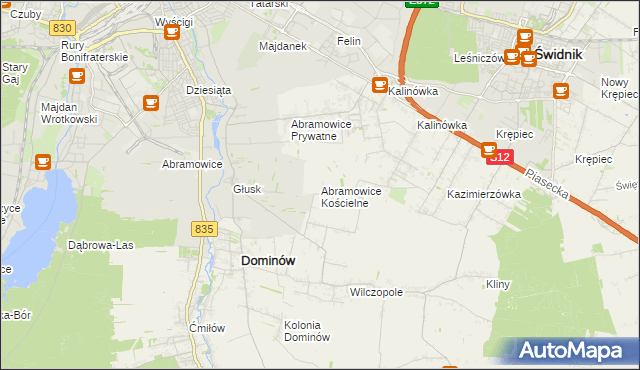 mapa Abramowice Kościelne, Abramowice Kościelne na mapie Targeo