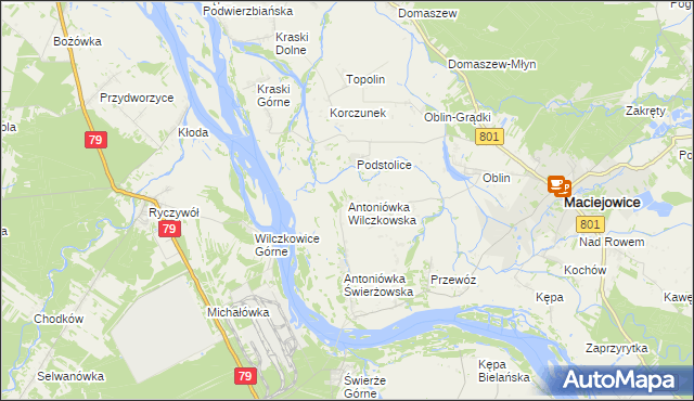 mapa Antoniówka Wilczkowska, Antoniówka Wilczkowska na mapie Targeo