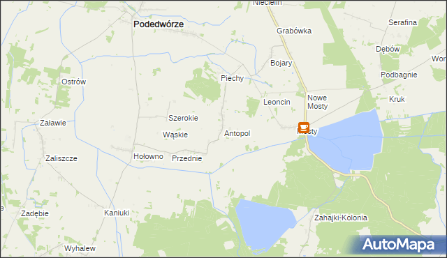 mapa Antopol gmina Podedwórze, Antopol gmina Podedwórze na mapie Targeo