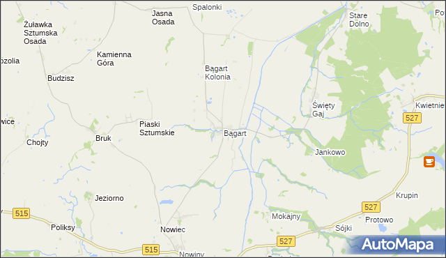 mapa Bągart gmina Dzierzgoń, Bągart gmina Dzierzgoń na mapie Targeo