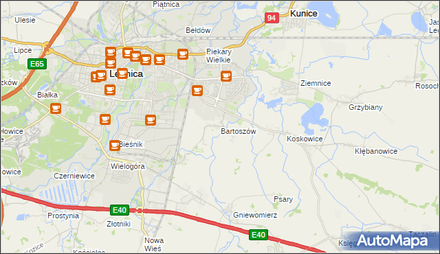 mapa Bartoszów gmina Legnickie Pole, Bartoszów gmina Legnickie Pole na mapie Targeo