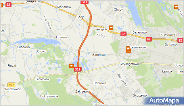 mapa Batorowo gmina Tarnowo Podgórne, Batorowo gmina Tarnowo Podgórne na mapie Targeo