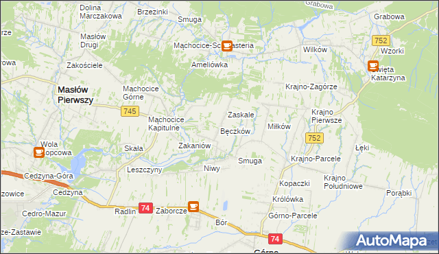 mapa Bęczków, Bęczków na mapie Targeo