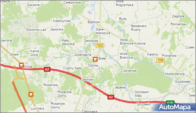 mapa Biała gmina Zgierz, Biała gmina Zgierz na mapie Targeo