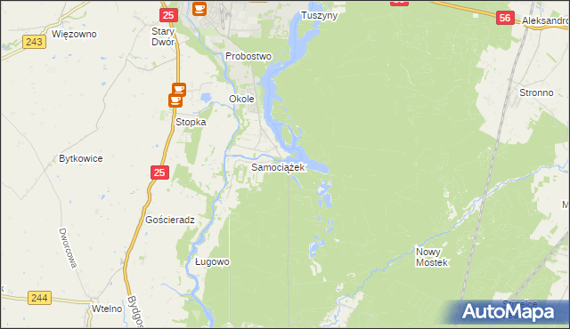 mapa Białe gmina Koronowo, Białe gmina Koronowo na mapie Targeo