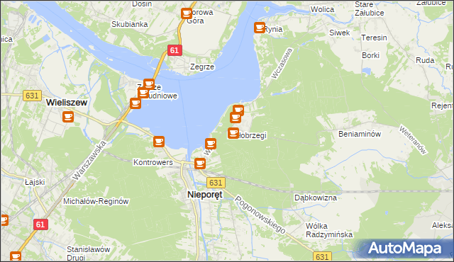 mapa Białobrzegi gmina Nieporęt, Białobrzegi gmina Nieporęt na mapie Targeo