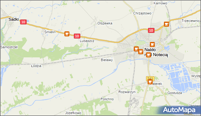 mapa Bielawy gmina Nakło nad Notecią, Bielawy gmina Nakło nad Notecią na mapie Targeo