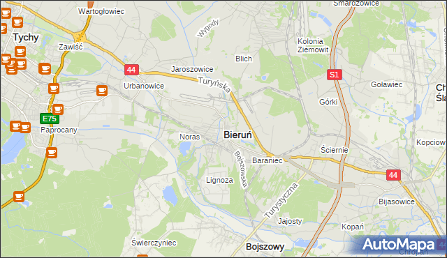 mapa Bieruń, Bieruń na mapie Targeo