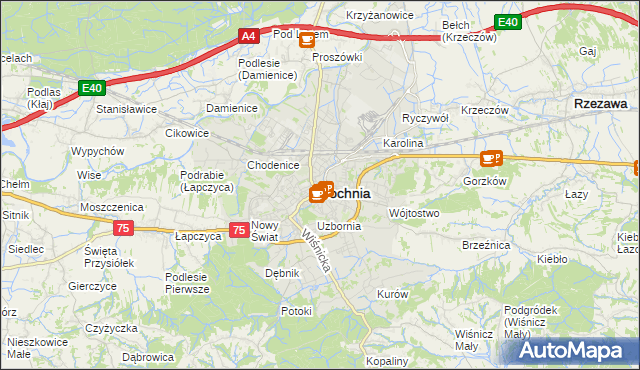 mapa Bochni, Bochnia na mapie Targeo