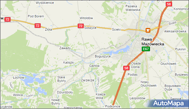 mapa Boguszyce gmina Rawa Mazowiecka, Boguszyce gmina Rawa Mazowiecka na mapie Targeo
