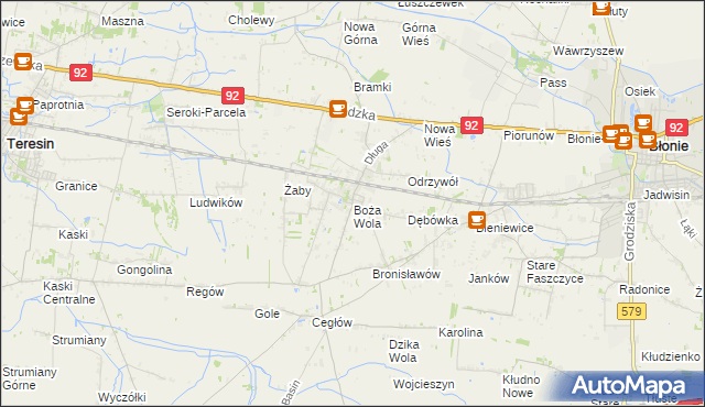 mapa Boża Wola gmina Baranów, Boża Wola gmina Baranów na mapie Targeo