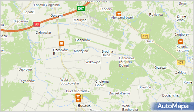 mapa Brodnia Górna, Brodnia Górna na mapie Targeo