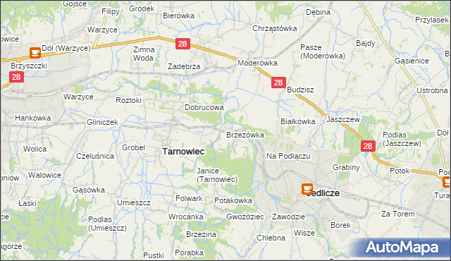 mapa Brzezówka gmina Tarnowiec, Brzezówka gmina Tarnowiec na mapie Targeo