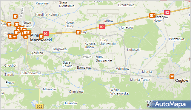 mapa Budy Barcząckie, Budy Barcząckie na mapie Targeo