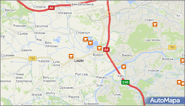 mapa Budzyń gmina Liszki, Budzyń gmina Liszki na mapie Targeo