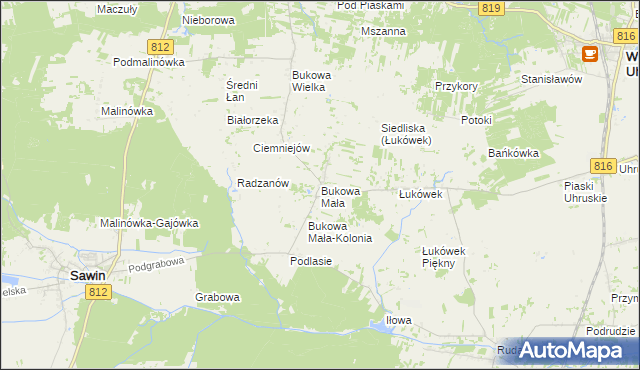 mapa Bukowa Mała, Bukowa Mała na mapie Targeo