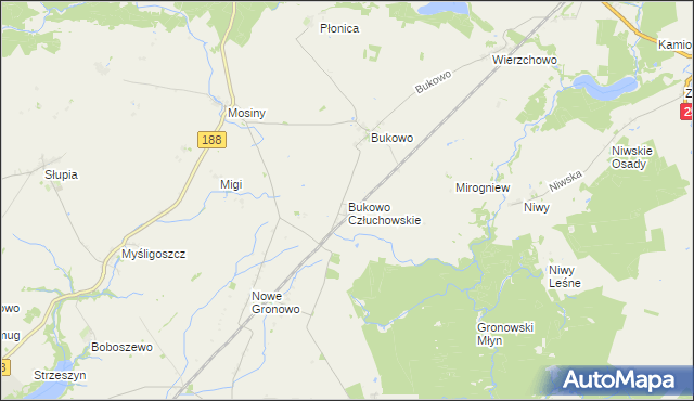 mapa Bukowo Człuchowskie, Bukowo Człuchowskie na mapie Targeo