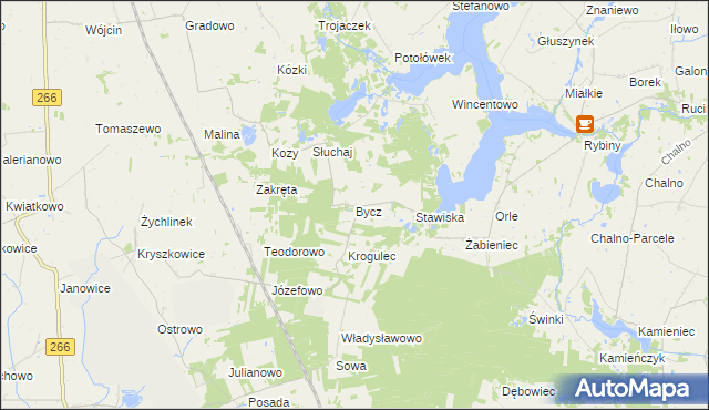 mapa Bycz gmina Piotrków Kujawski, Bycz gmina Piotrków Kujawski na mapie Targeo