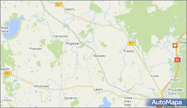 mapa Bzowiec gmina Dobre Miasto, Bzowiec gmina Dobre Miasto na mapie Targeo