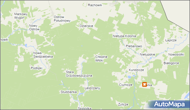 mapa Chłodne Włóki, Chłodne Włóki na mapie Targeo