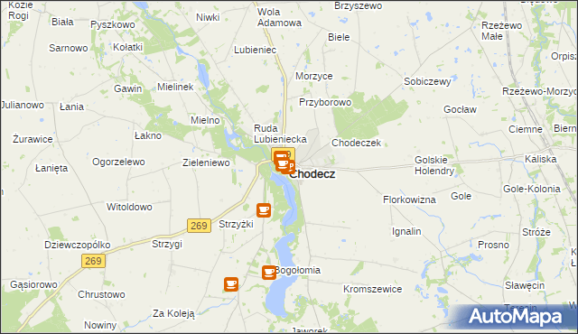 mapa Chodecz powiat włocławski, Chodecz powiat włocławski na mapie Targeo