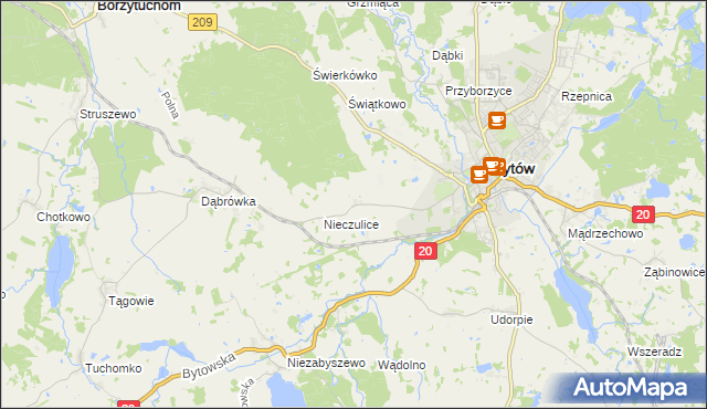 mapa Chomice gmina Bytów, Chomice gmina Bytów na mapie Targeo