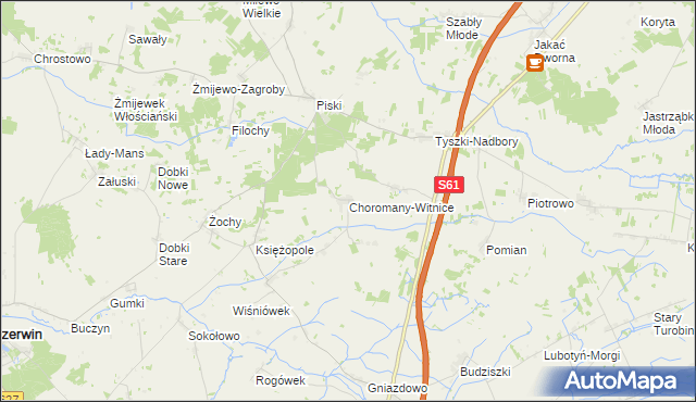 mapa Choromany-Witnice, Choromany-Witnice na mapie Targeo