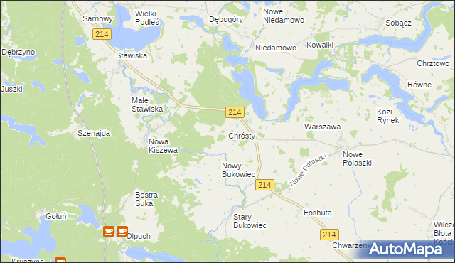 mapa Chrósty gmina Stara Kiszewa, Chrósty gmina Stara Kiszewa na mapie Targeo