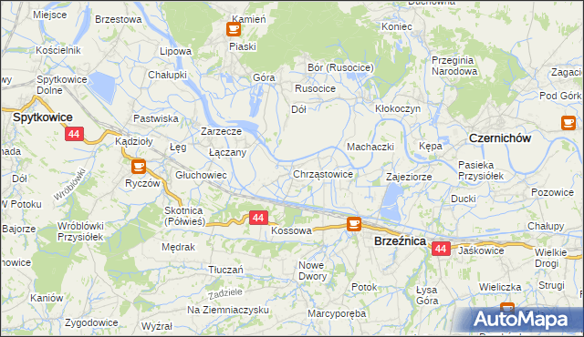 mapa Chrząstowice gmina Brzeźnica, Chrząstowice gmina Brzeźnica na mapie Targeo