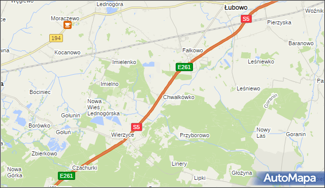 mapa Chwałkówko, Chwałkówko na mapie Targeo